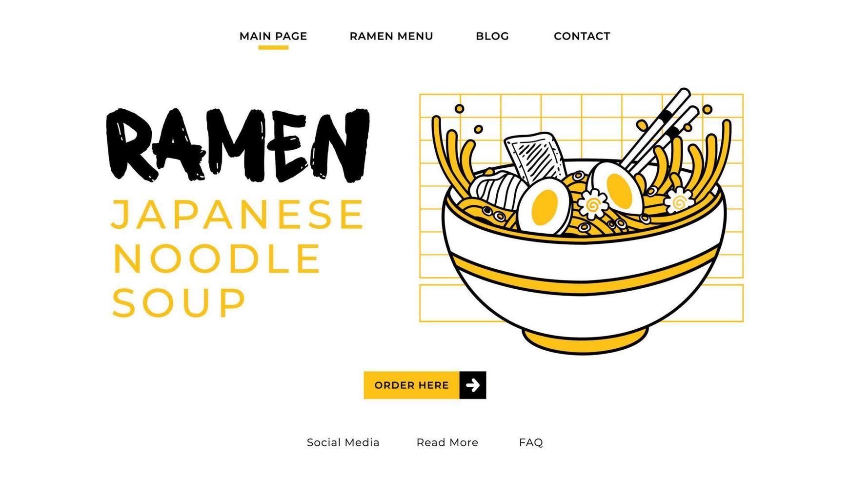 ramen noedels vector illustratie Aan kom en eetstokje met wijnoogst retro vlak stijl landen bladzijde, website banier, sociaal media reclame, Hoes concept en presentatie.