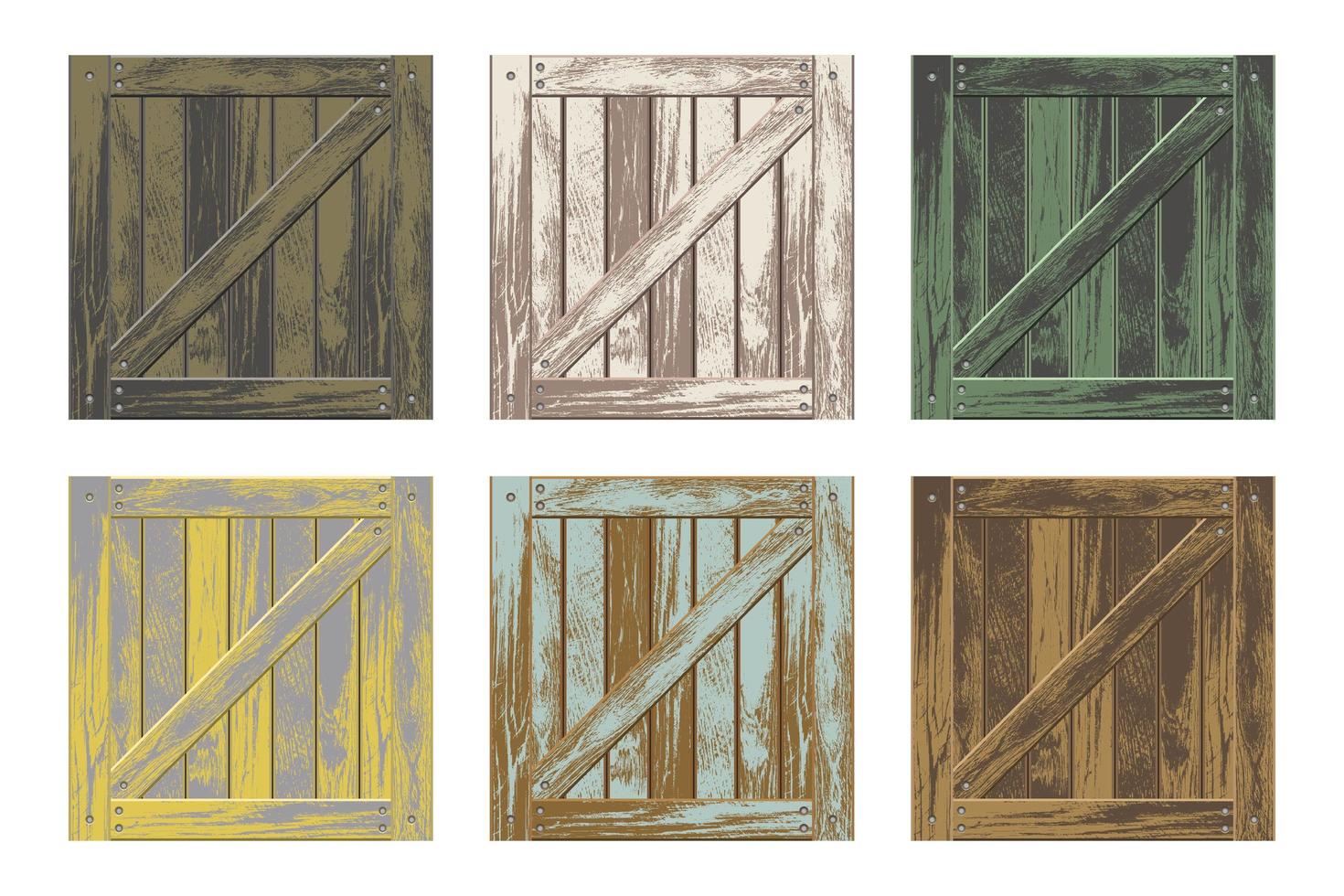 kleurrijke set houten kisten vector