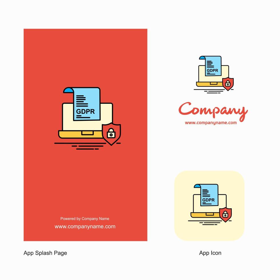 gdpr document Aan laptop bedrijf logo app icoon en plons bladzijde ontwerp creatief bedrijf app ontwerp elementen vector
