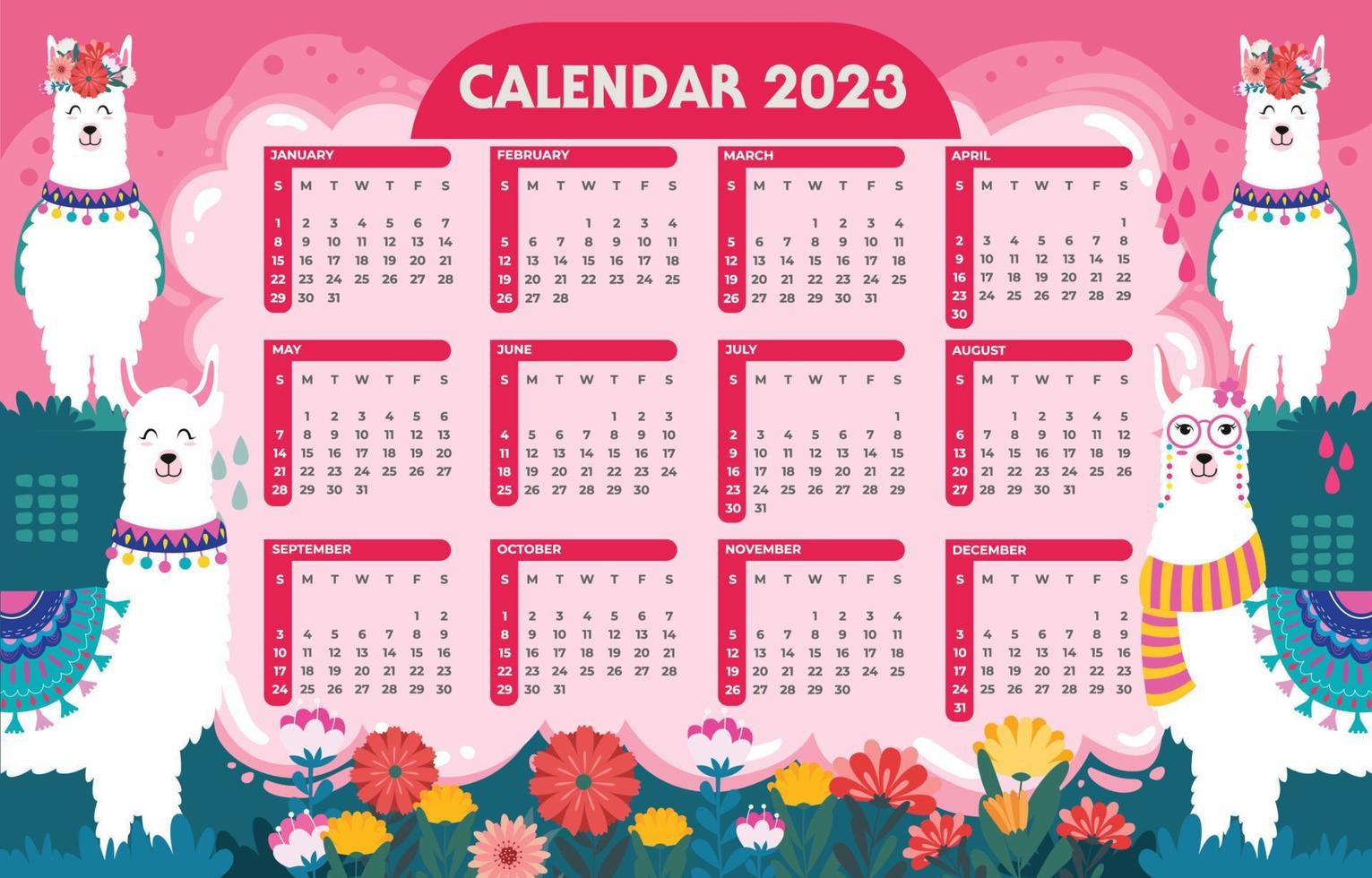 schattig kalender 2023 sjabloon vector