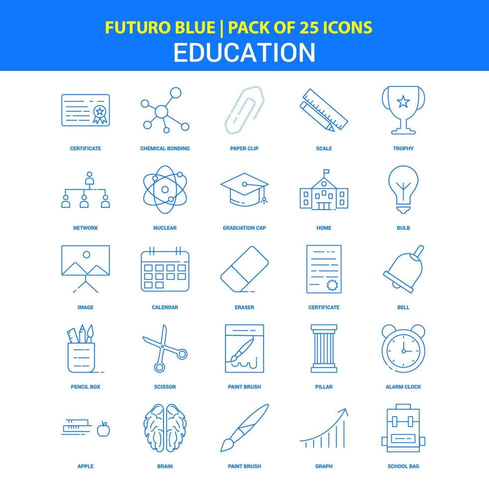 onderwijs pictogrammen futuro blauw 25 icoon pak vector
