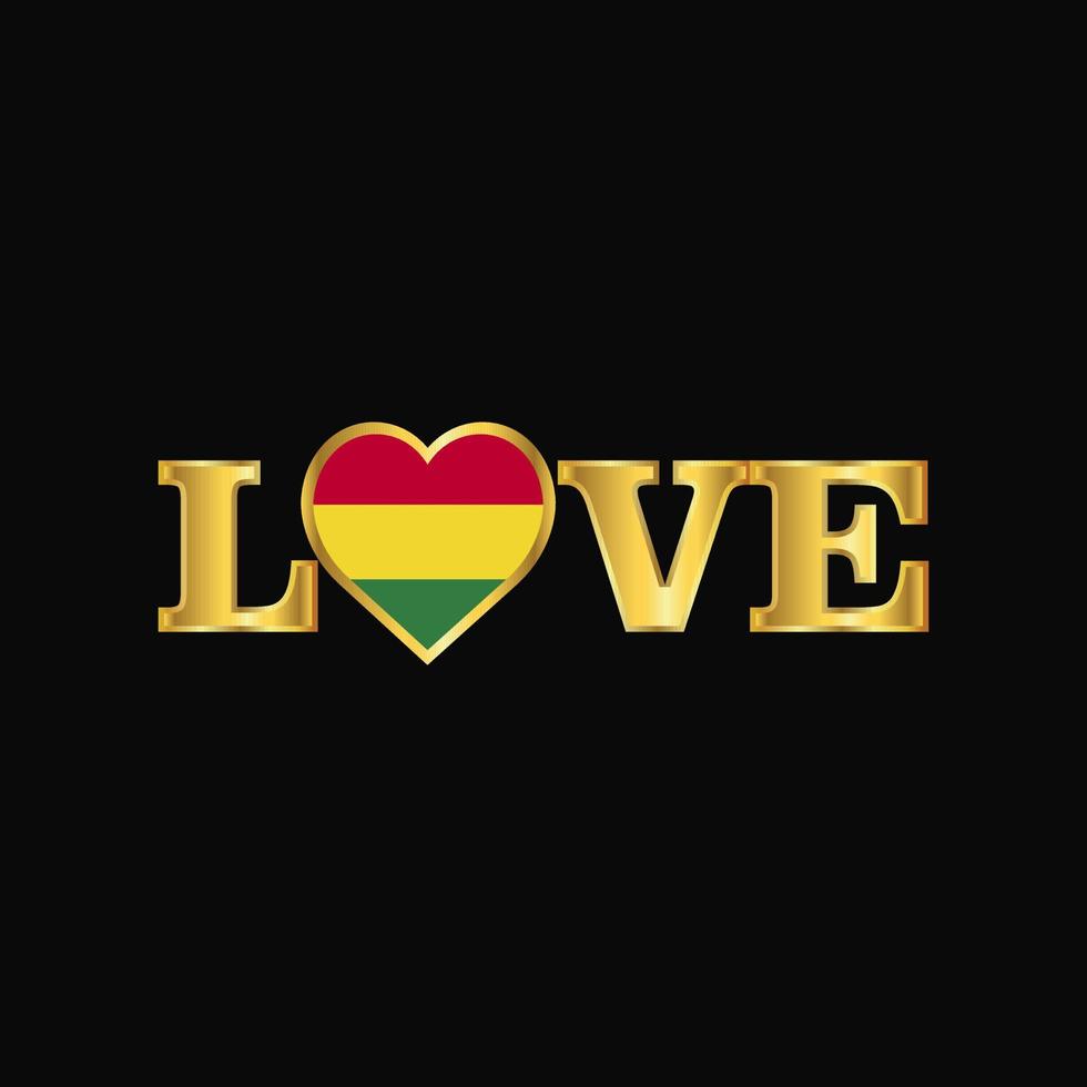 gouden liefde typografie Bolivia vlag ontwerp vector