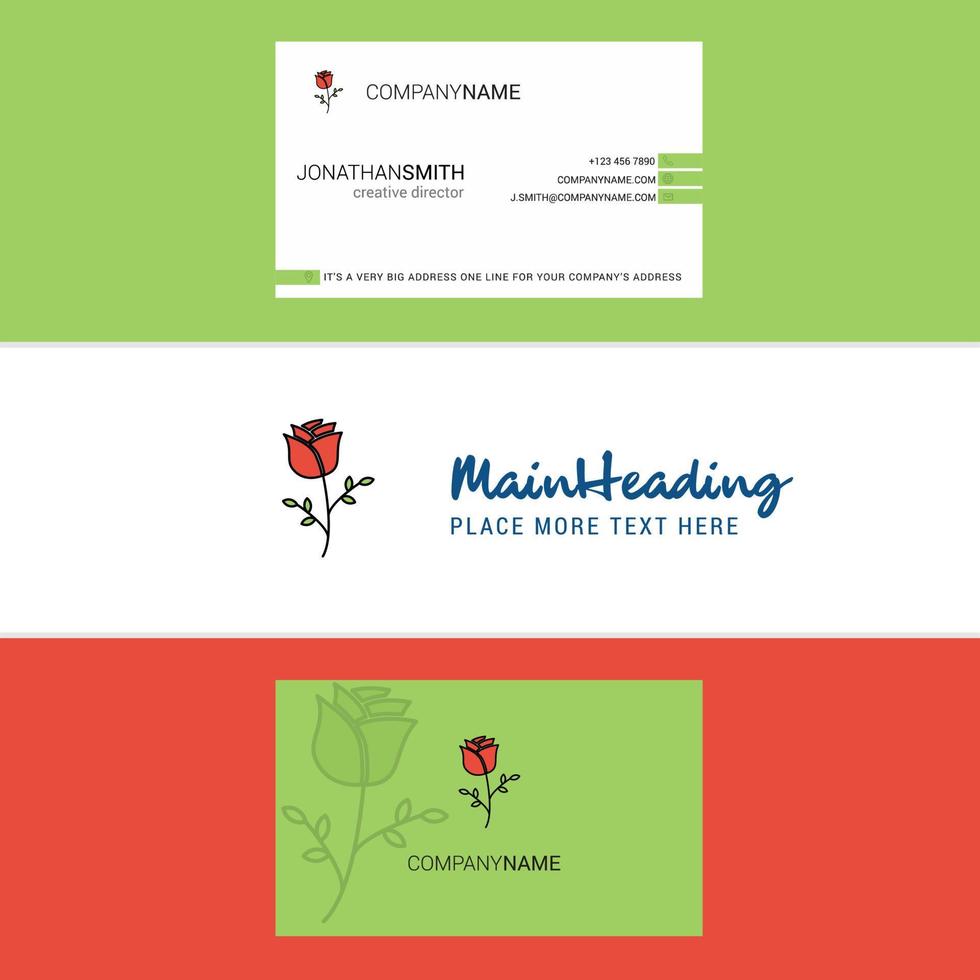 mooi roos logo en bedrijf kaart verticaal ontwerp vector