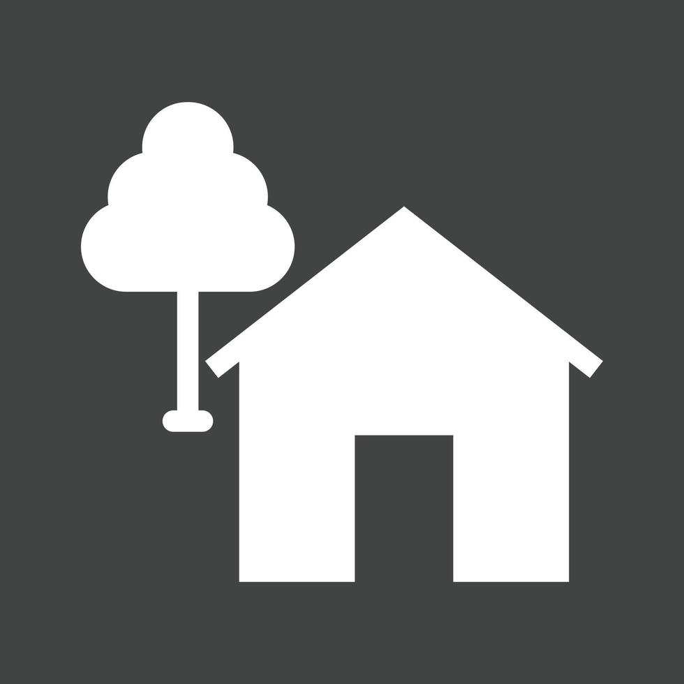 huis met boom glyph omgekeerd icoon vector