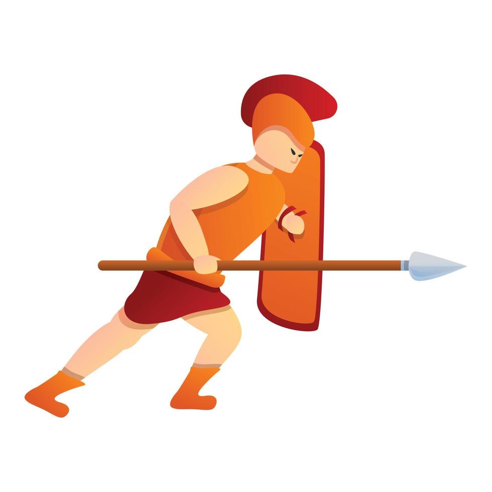 gladiator aanval icoon, tekenfilm stijl vector