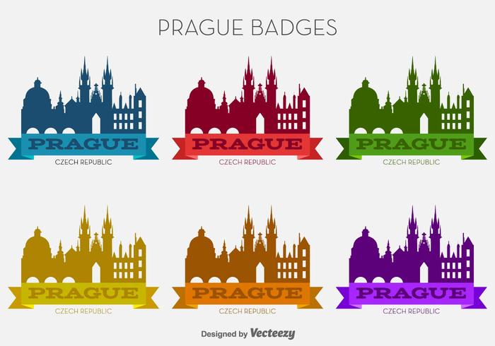 Vector Prague City Kleurrijke Badges