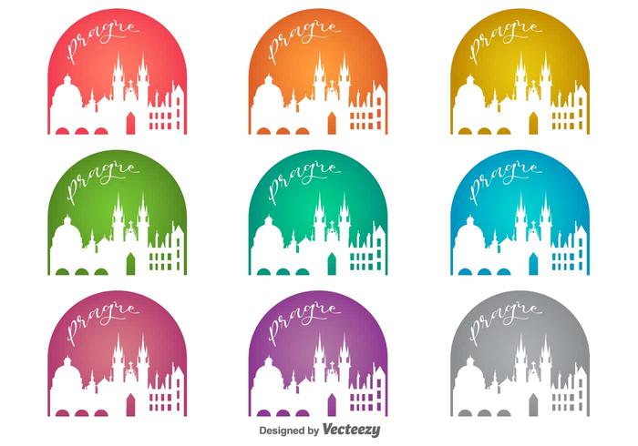 Vector Prague City Kleurrijke Badges