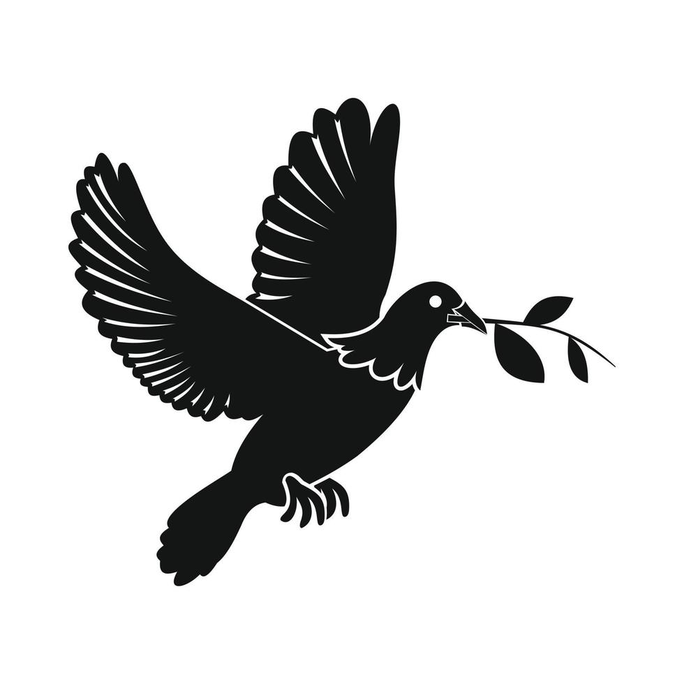 duif van vrede vliegend met takje olijf- icoon vector