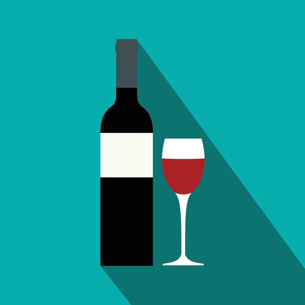 rood wijn fles icoon, vlak stijl vector