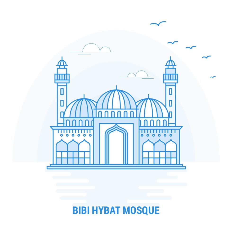 bibi hybat moskee blauw mijlpaal creatief achtergrond en poster sjabloon vector