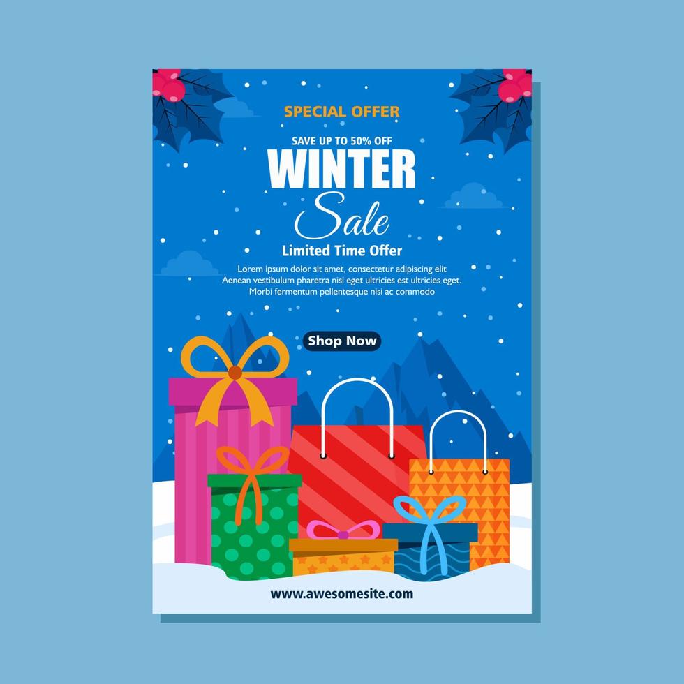 winter uitverkoop poster sjabloon vector