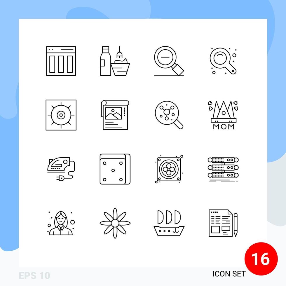 pak van 16 modern contouren tekens en symbolen voor web afdrukken media zo net zo zoom koppel maximaliseren bedenken zoom vergroten glas bewerkbare vector ontwerp elementen