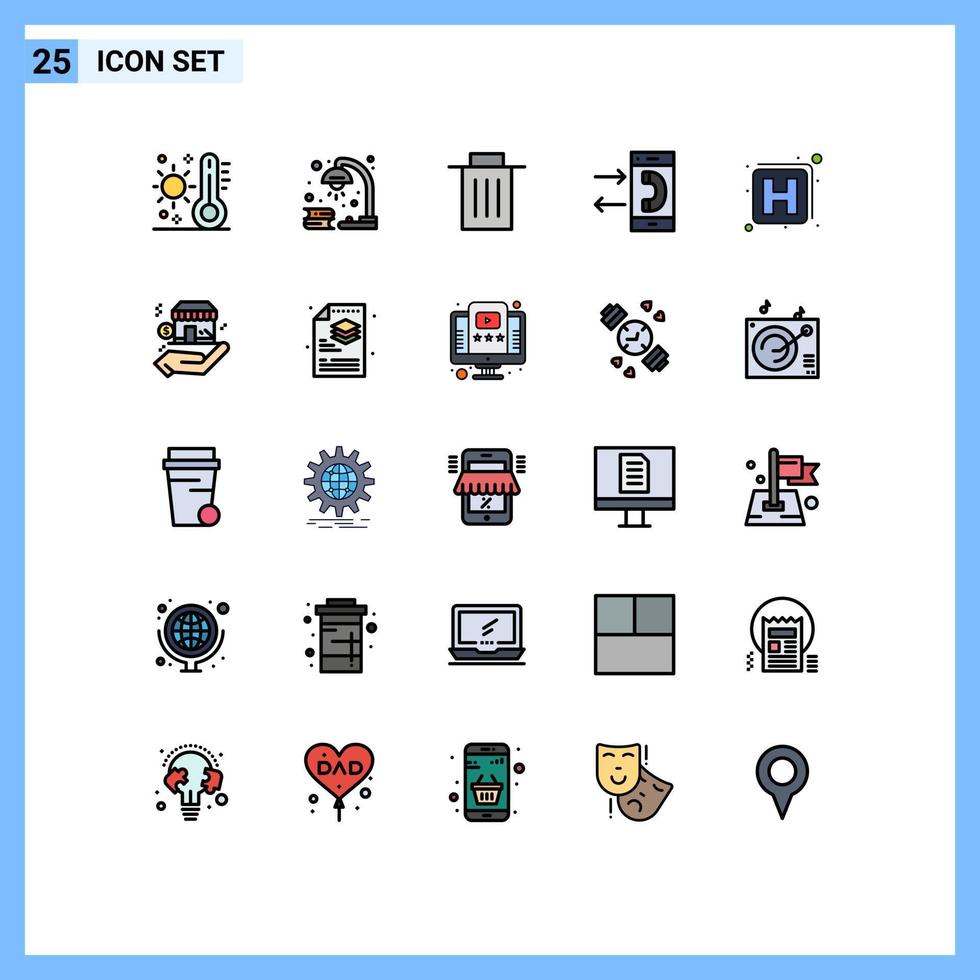 modern reeks van 25 gevulde lijn vlak kleuren pictogram van gesprek communicatie herziening telefoontje uitschot bewerkbare vector ontwerp elementen