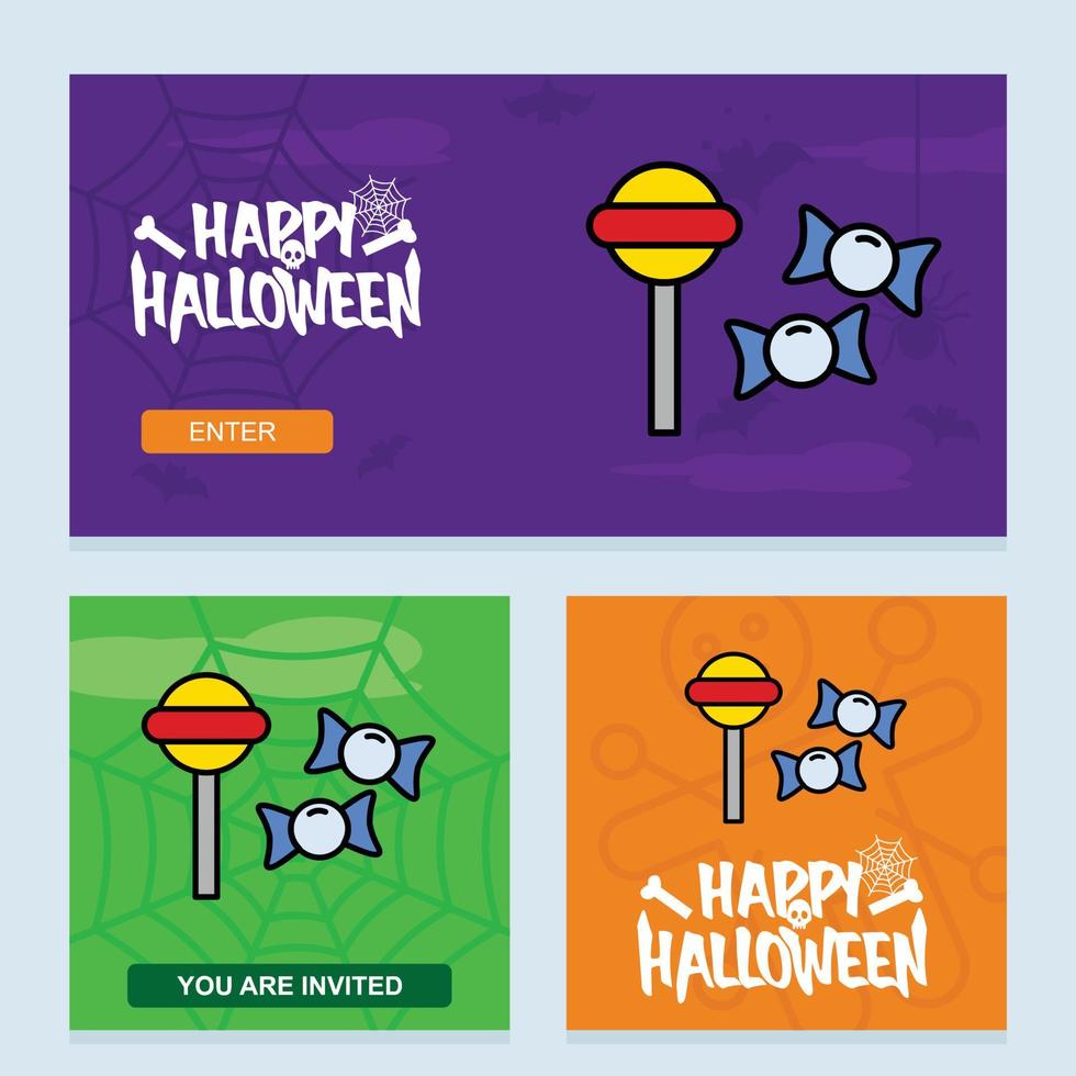 gelukkig halloween uitnodiging ontwerp met snoep vector
