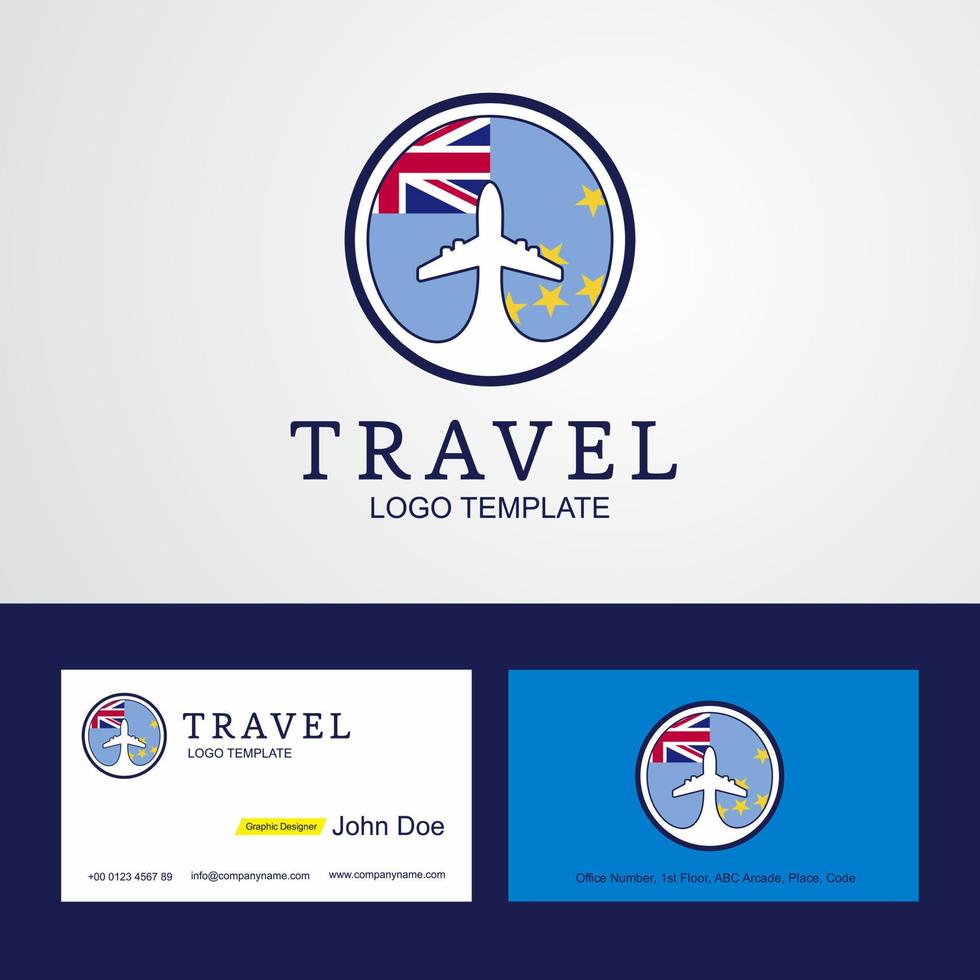 reizen Tuvalu creatief cirkel vlag logo en bedrijf kaart ontwerp vector