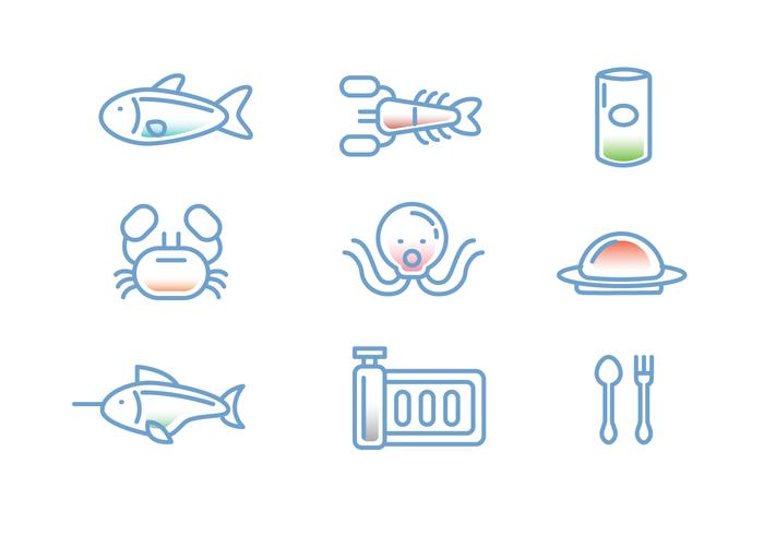 Seafood Linear Icon Vectors