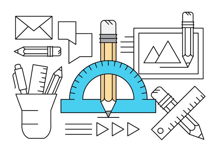 Lineaire Drawing Equipment Icons vector