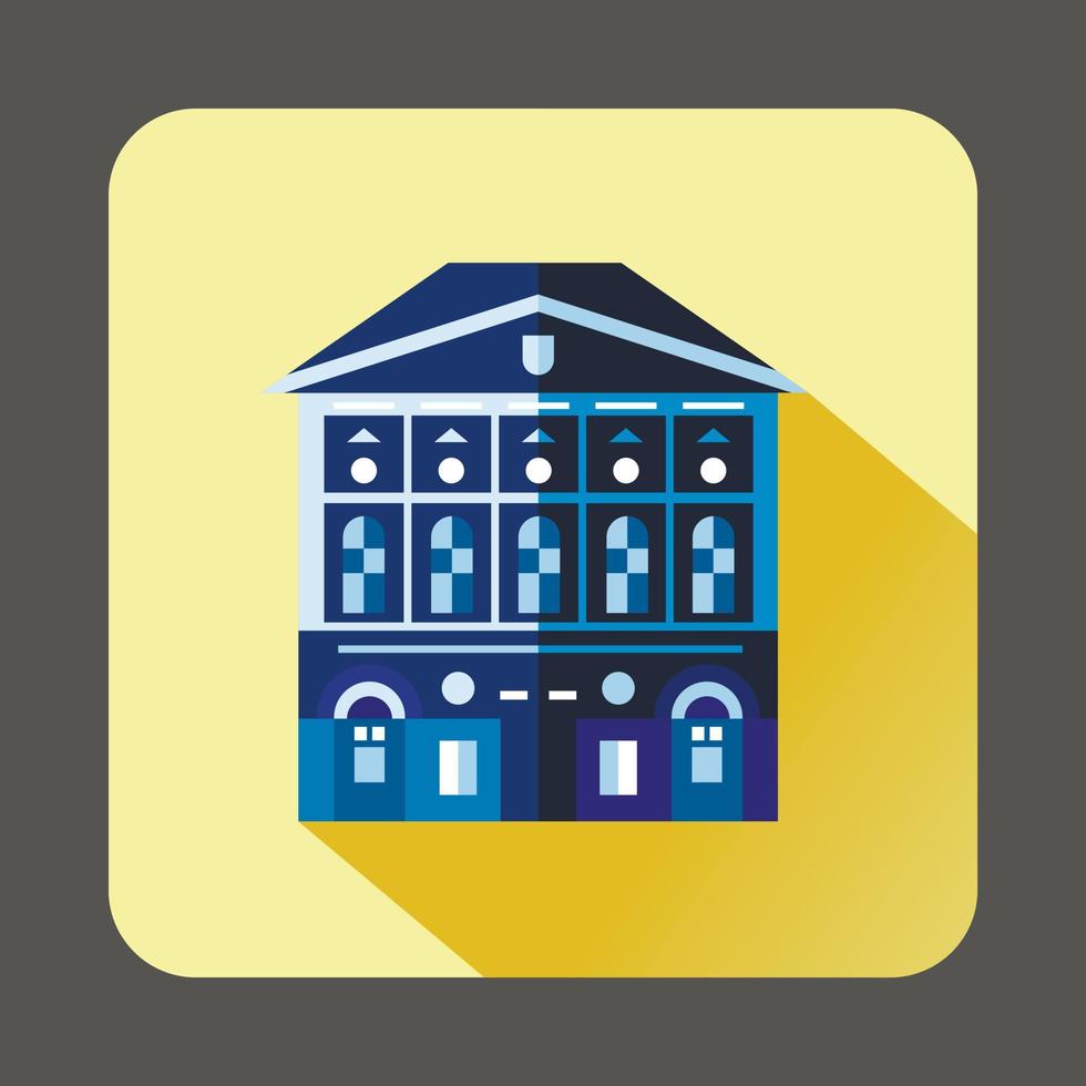 blauw gebouw met geruit ramen icoon vector