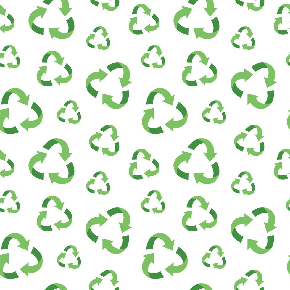 nul verspilling concept naadloos patroon met verspilling recycling logo. duurzame levensstijl, ecologisch concept. vector illustratie in tekenfilm stijl