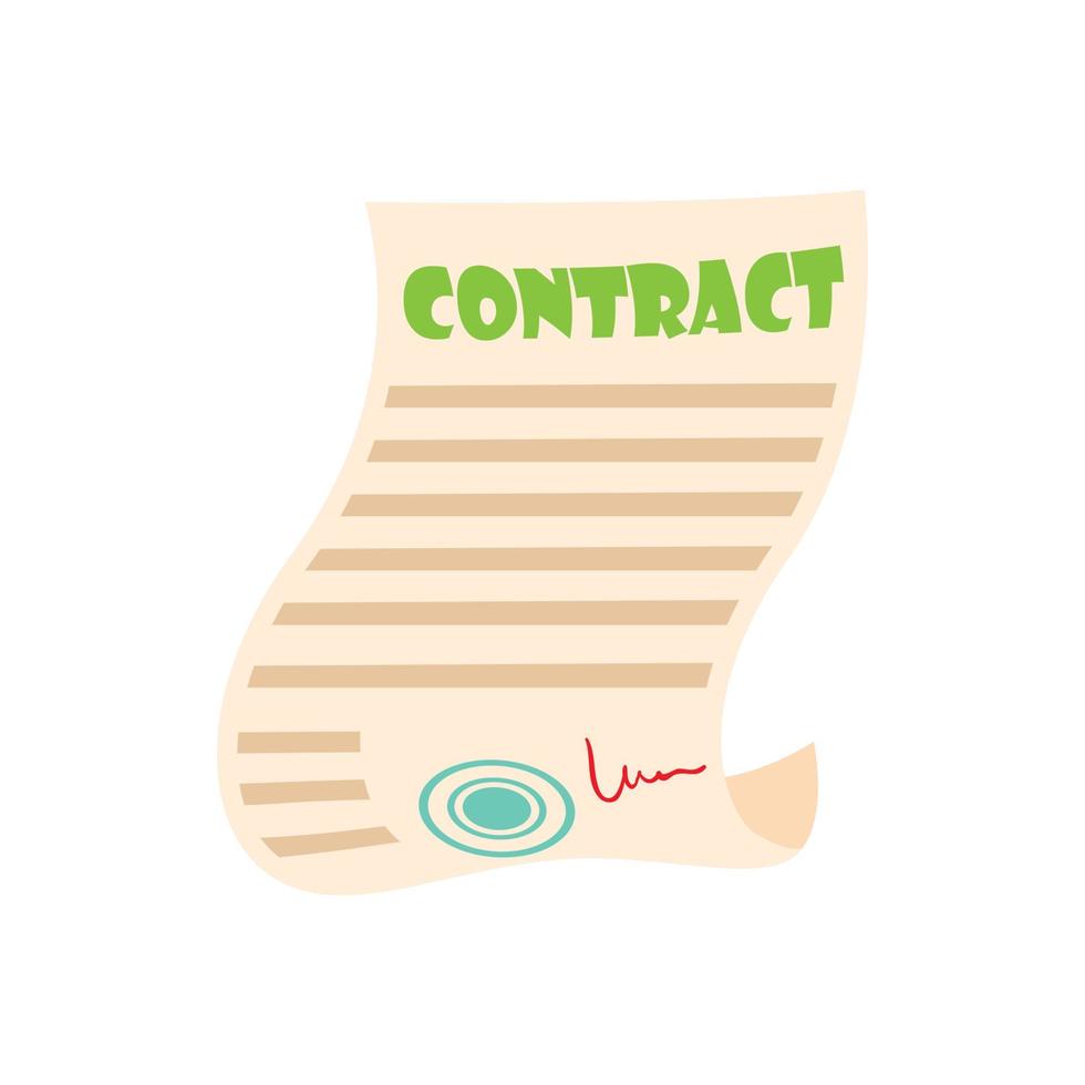 document contract icoon, tekenfilm stijl vector