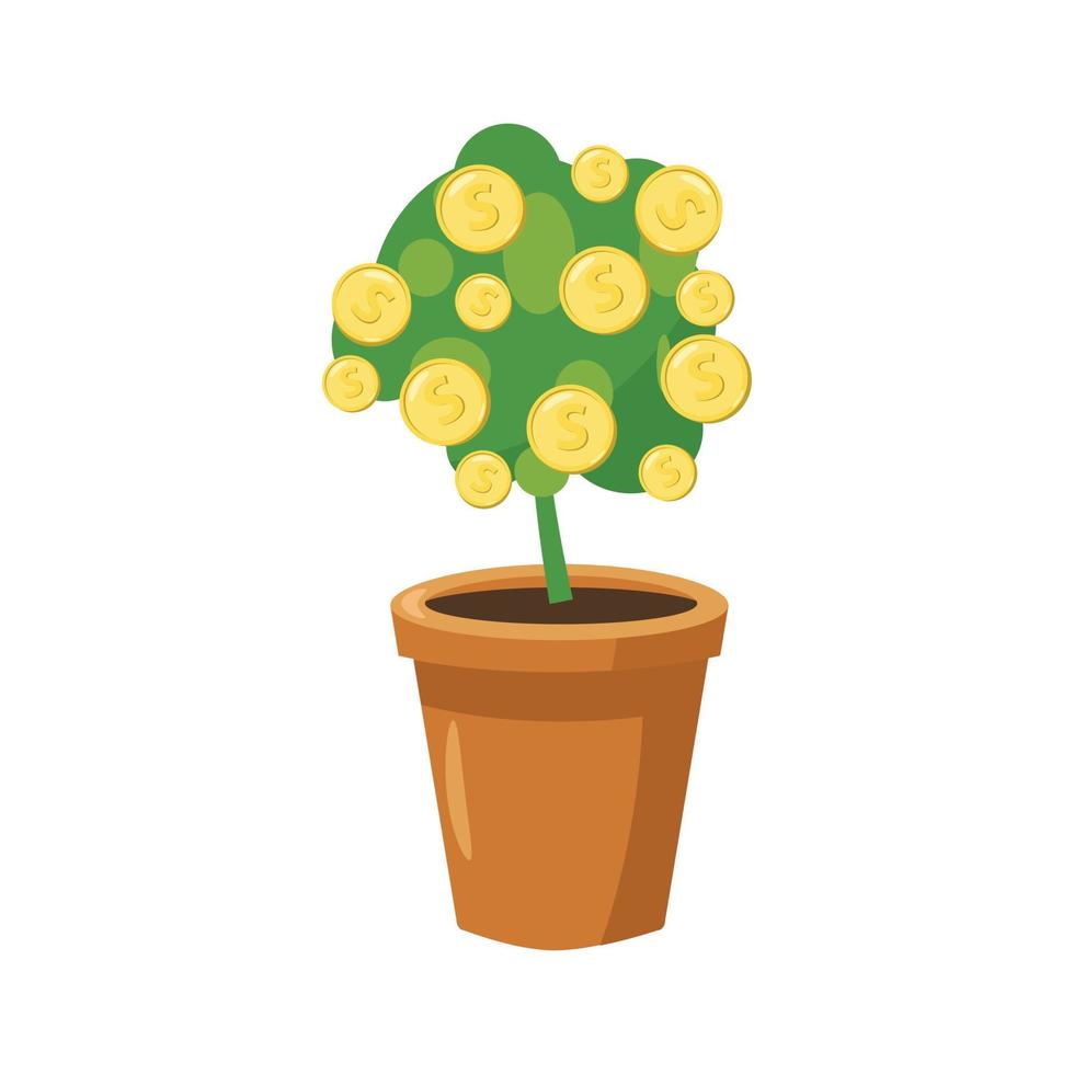 decoratief boom in bloempot icoon, tekenfilm stijl vector