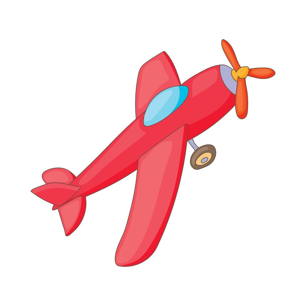 rood vliegtuig icoon, tekenfilm stijl vector