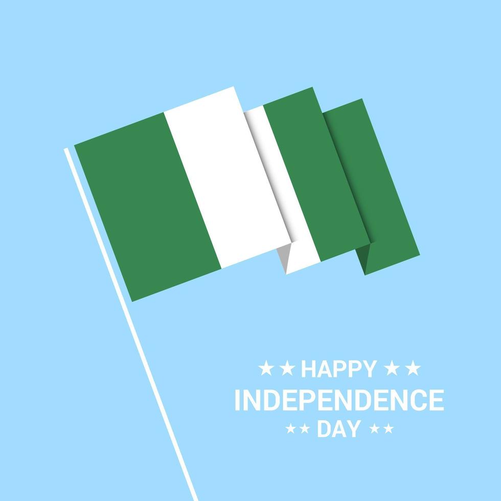 Nigeria onafhankelijkheid dag typografisch ontwerp met vlag vector