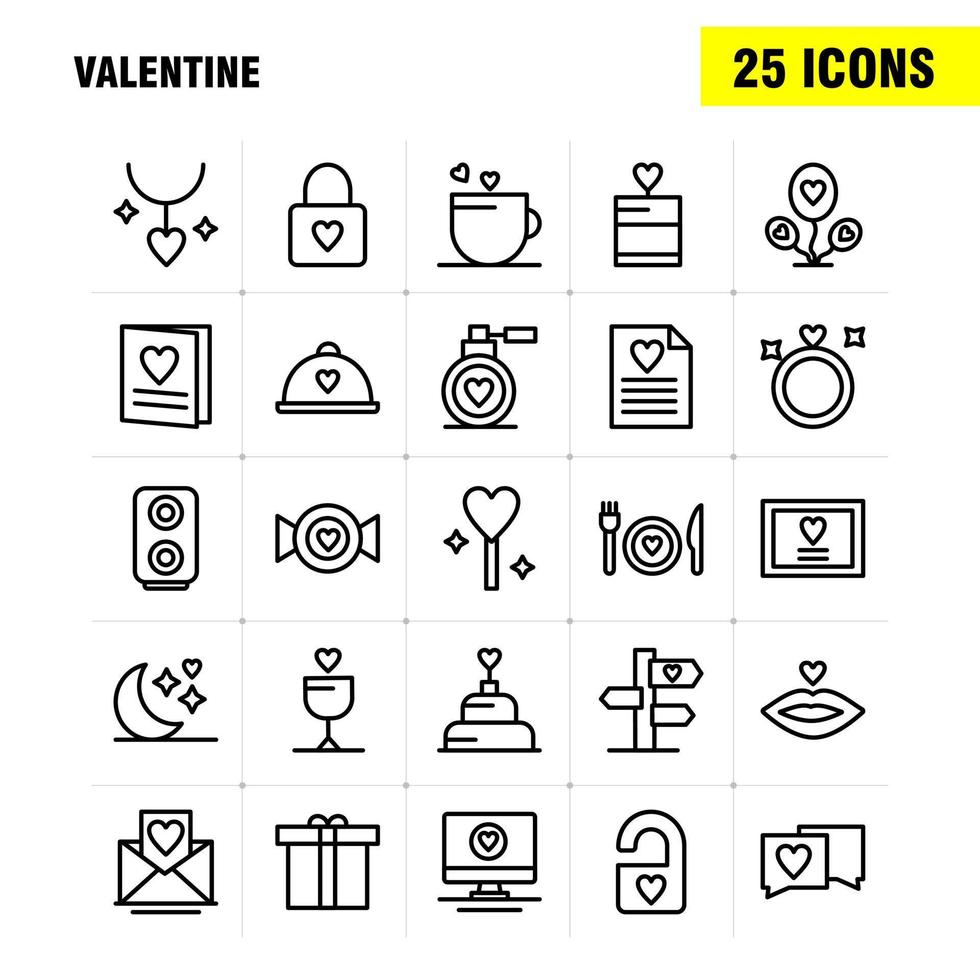 Valentijn lijn icoon pak voor ontwerpers en ontwikkelaars pictogrammen van het dossier liefde romance Valentijn beeld liefde romance Valentijn vector