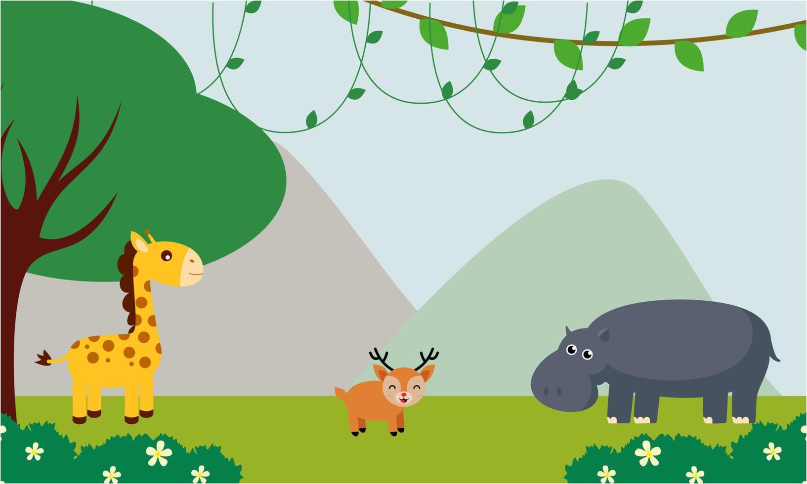 schattig oerwoud dieren in tekenfilm stijl, wild dier, dierentuin ontwerpen voor achtergrond illustratie vector