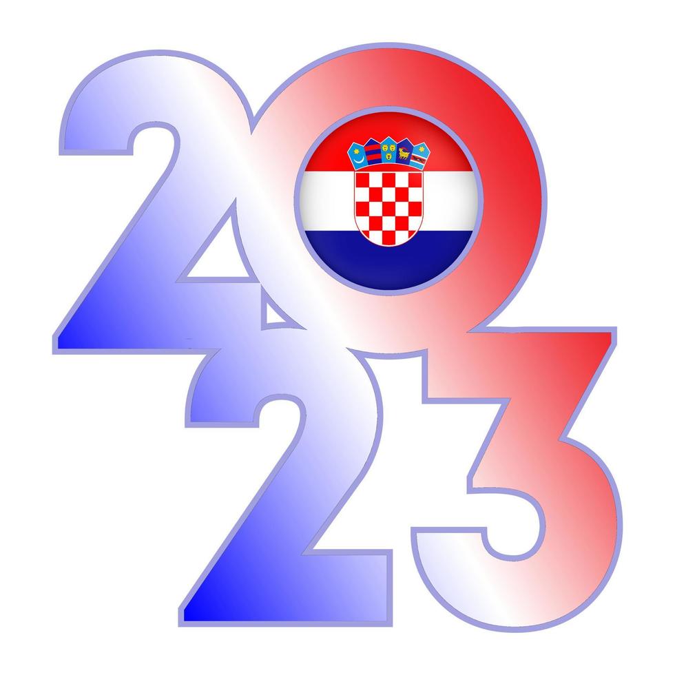 gelukkig nieuw jaar 2023 banier met Kroatië vlag binnen. vector illustratie.