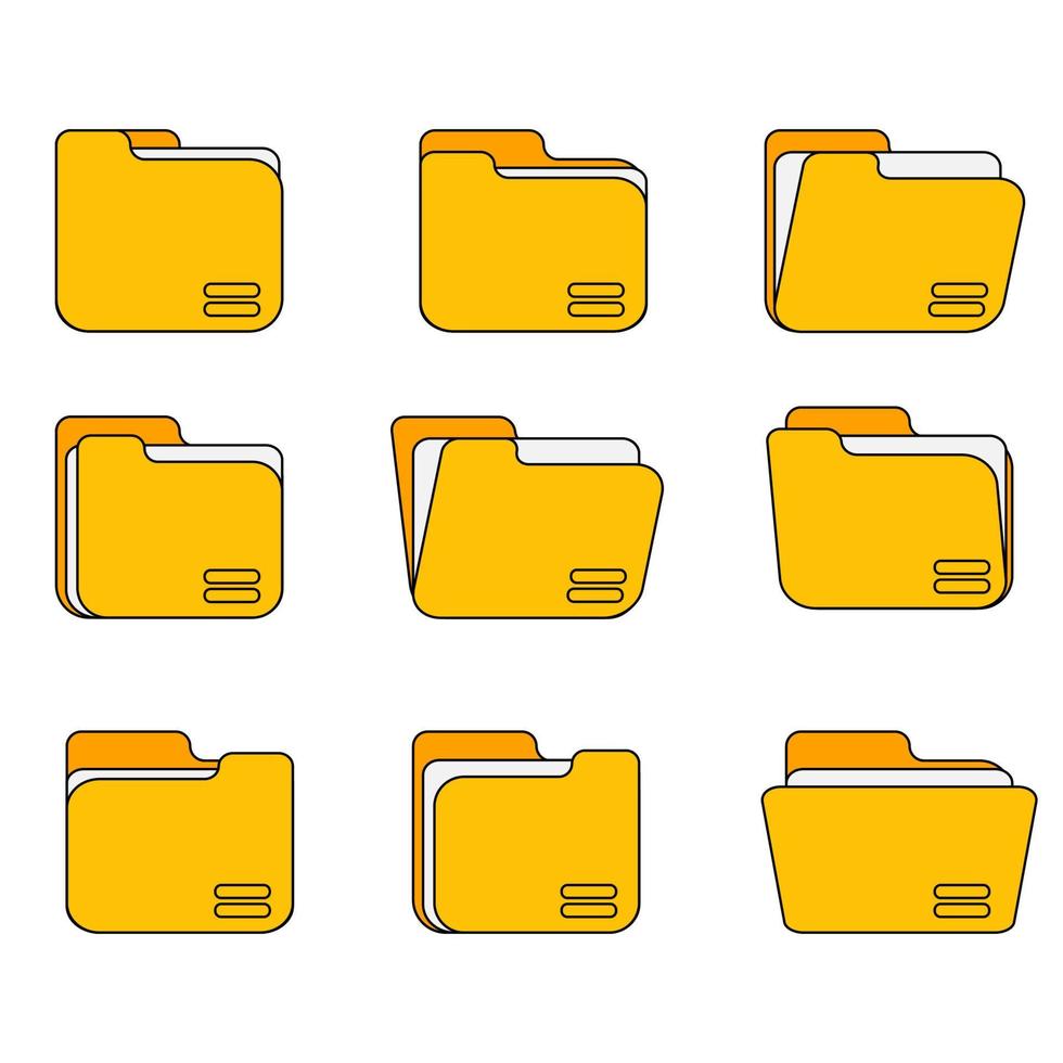 reeks document map icoon symbool vlak ontwerp vector illustratie