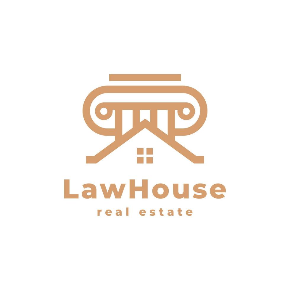 wet huis logo. pijler advocaat en huis combinatie. geschikt voor wet firma echt landgoed icoon vector