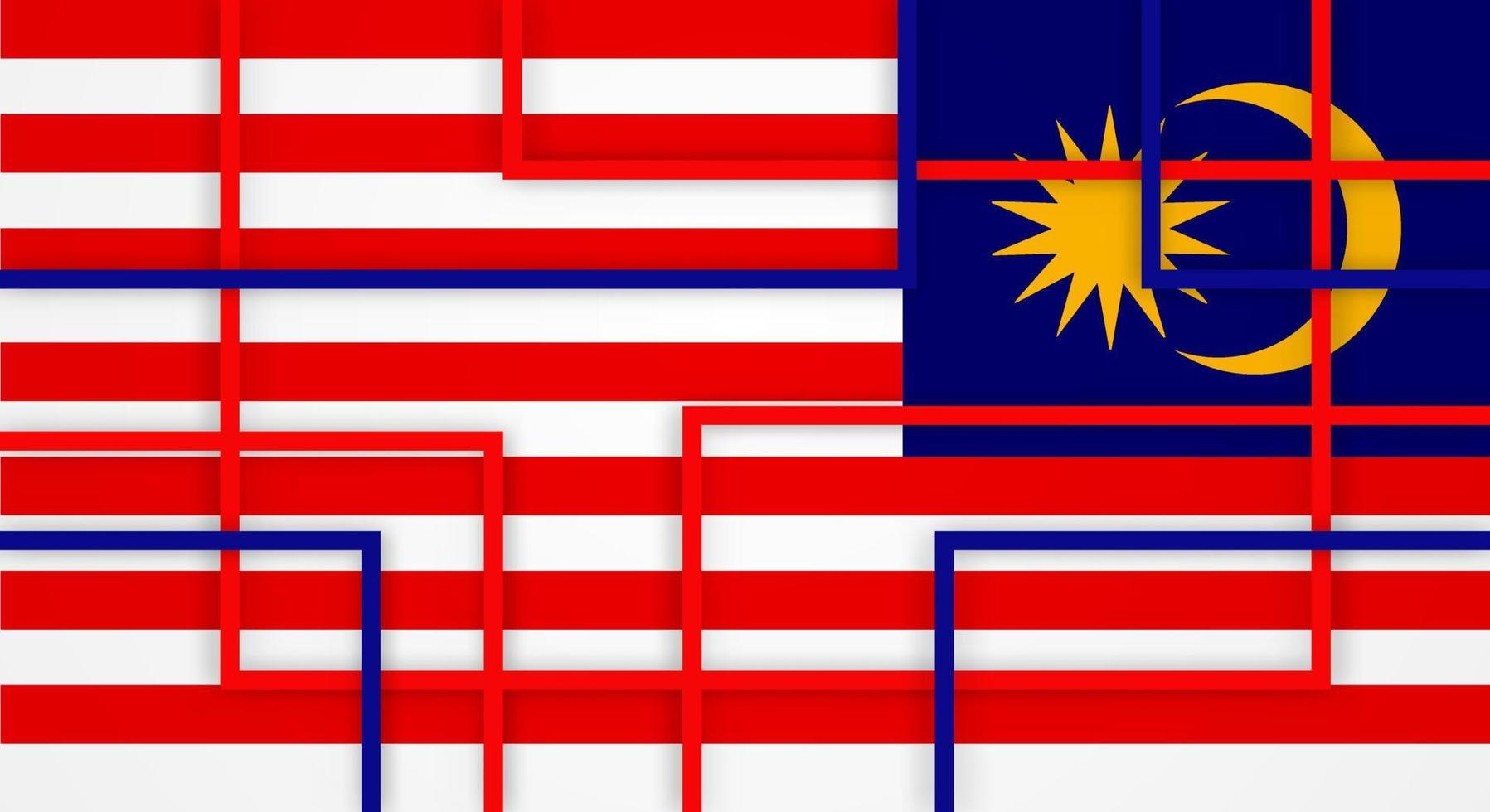 abstract meetkundig plein strepen lijnen papercut achtergrond met vlag van Maleisië vector