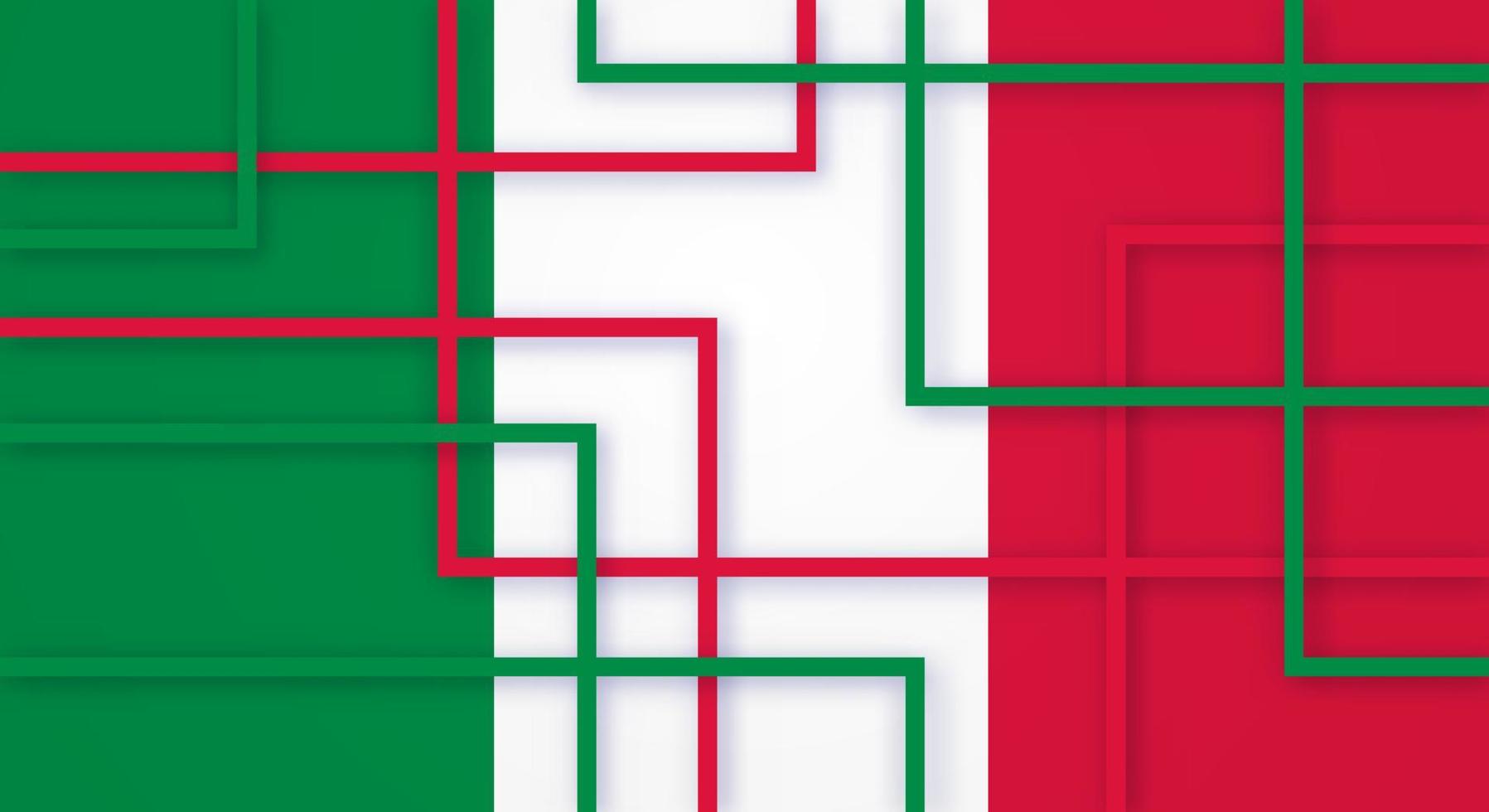 abstract meetkundig plein strepen lijnen papercut achtergrond met vlag van Italië vector