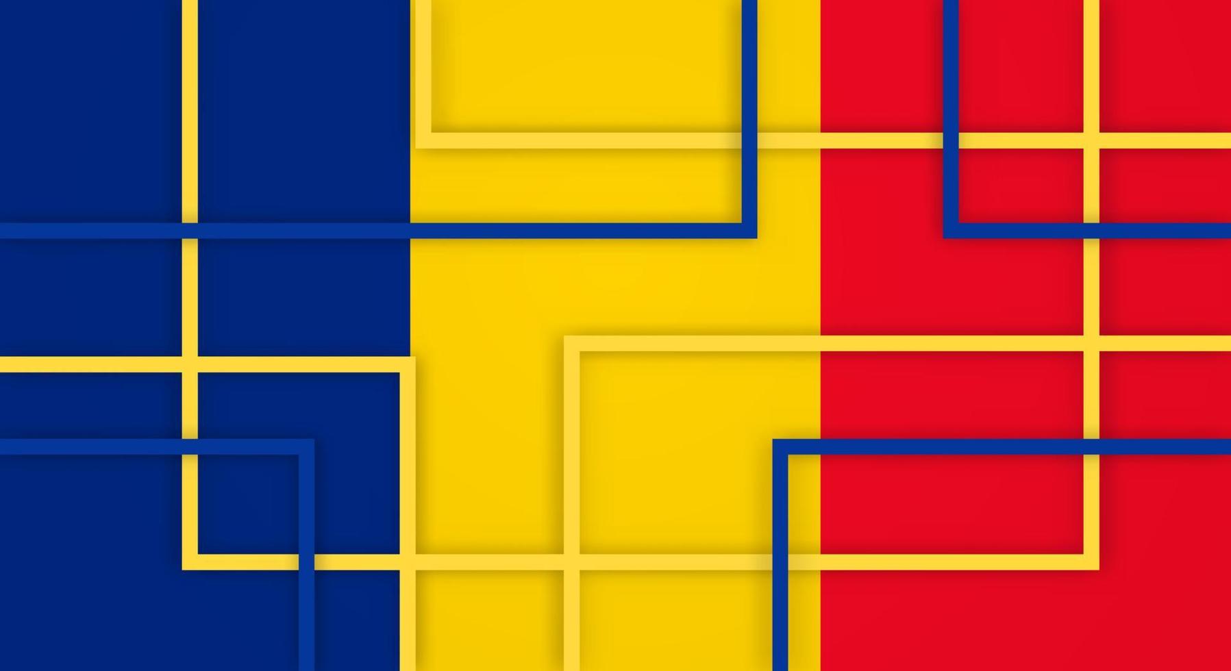abstract meetkundig plein strepen lijnen papercut achtergrond met vlag van Roemenië vector