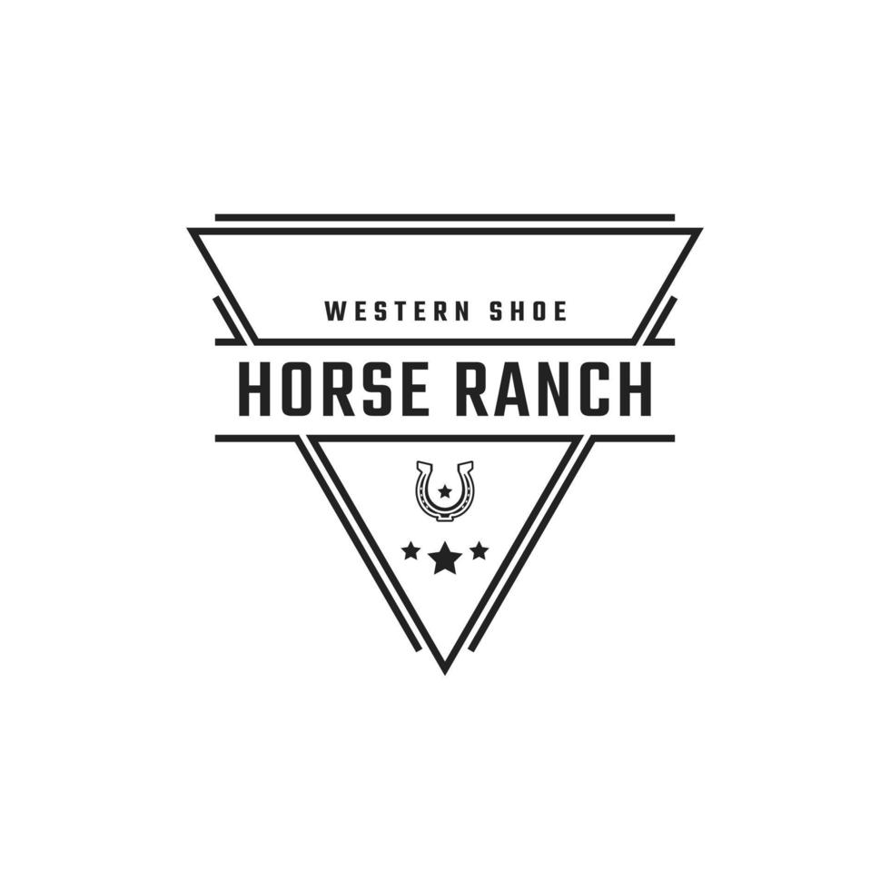 wijnoogst retro insigne embleem schoen paard voor land, western ,cowboy boerderij logo ontwerp lineair stijl vector
