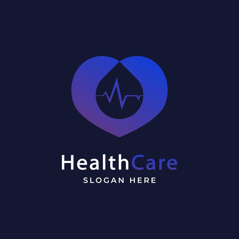 medisch apotheek gezondheidszorg logo met liefde hartslag vector icoon illustratie