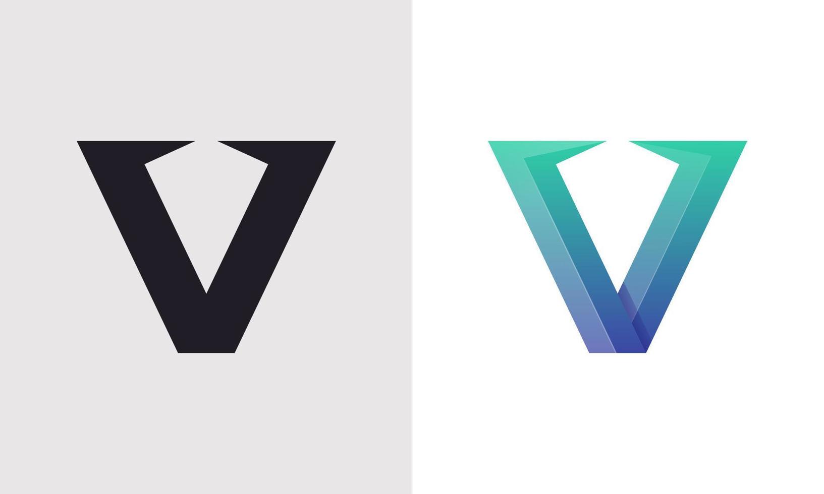 brief v logo helling kleur voor bedrijf bedrijf of persoonlijk branding vector