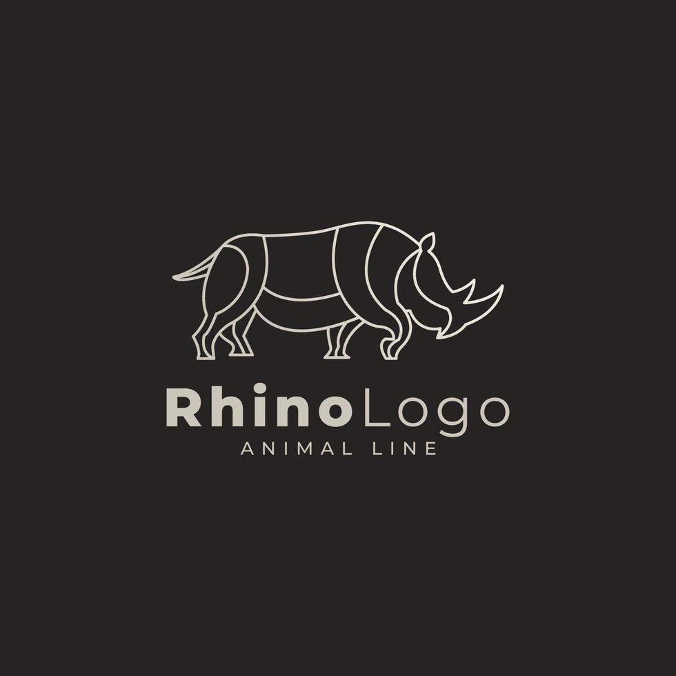 neushoorn lijn kunst lineair minimalistisch logo. schets neushoorn vlak stijl premie vector