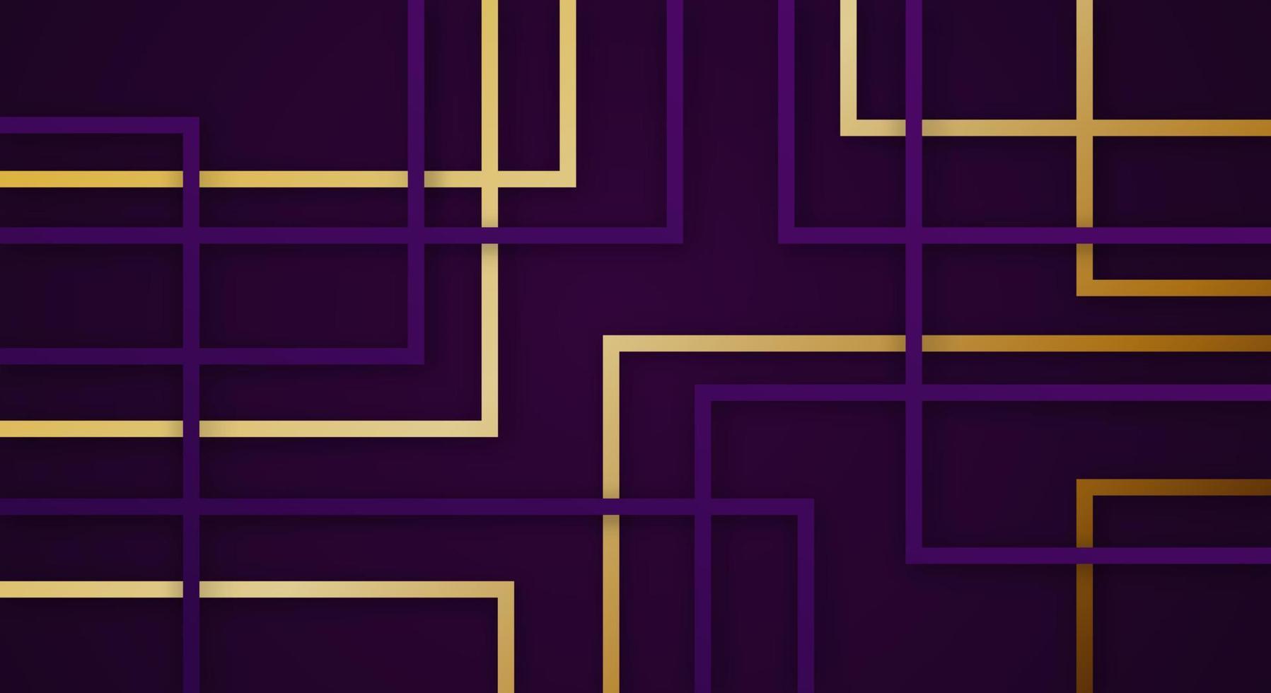 abstract 3d meetkundig plein strepen lijnen papier besnoeiing achtergrond met donker Purper en goud kleuren realistisch decoratie patroon vector