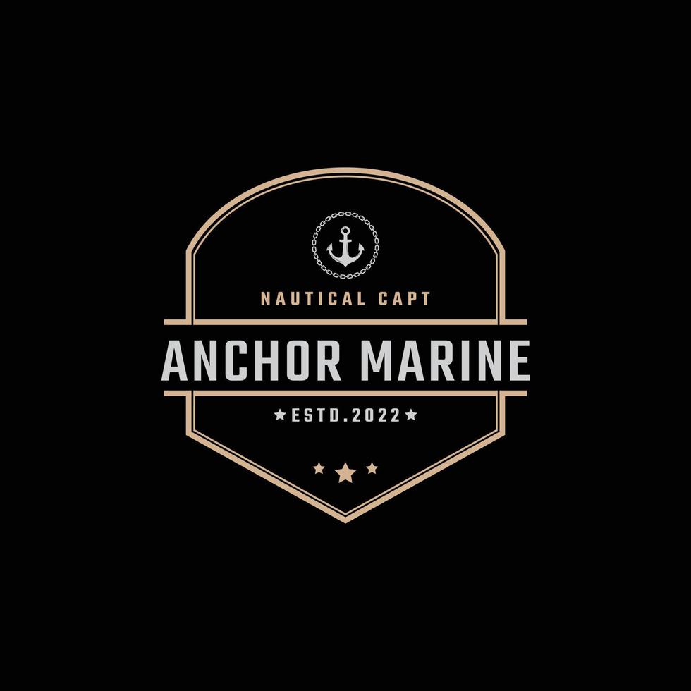 wijnoogst retro insigne embleem anker schip boot logo ontwerp lineair stijl Aan zwart achtergrond vector