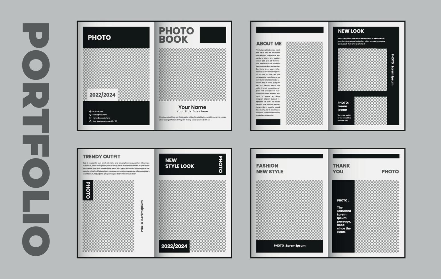 professioneel portefeuille of fotoboek sjabloon ontwerp vector