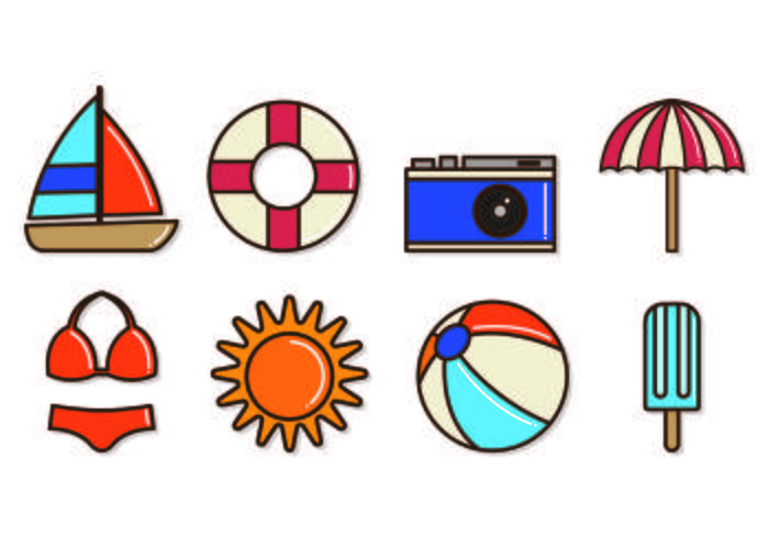 Set Van Playa Icons vector