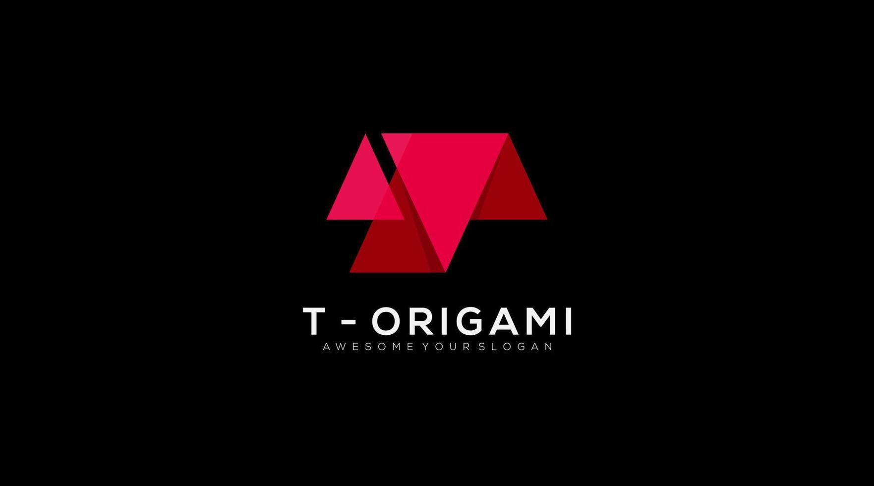 vector abstract origami brief t logo ontwerp sjabloon