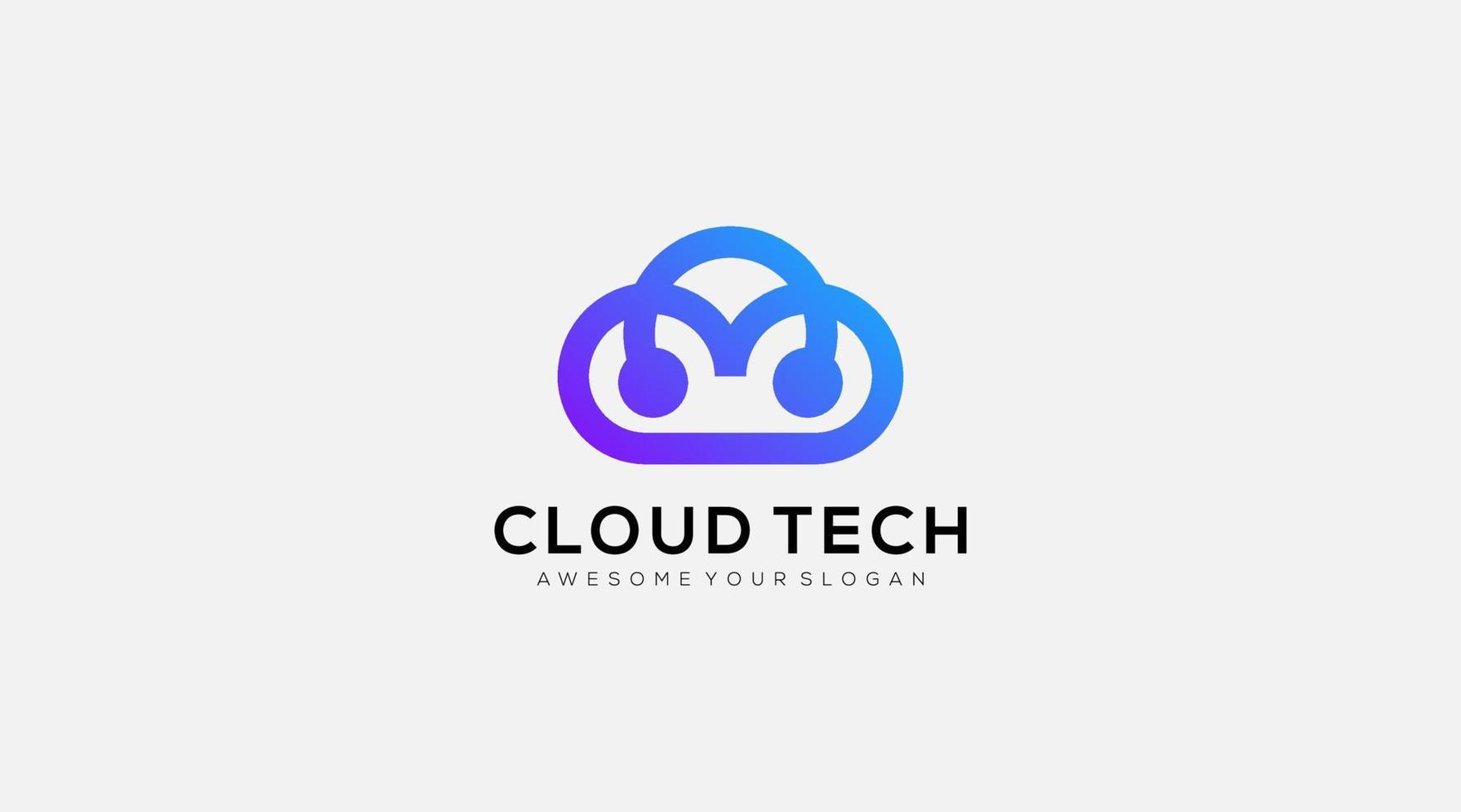 creatief wolk tech digitaal logo ontwerp vector