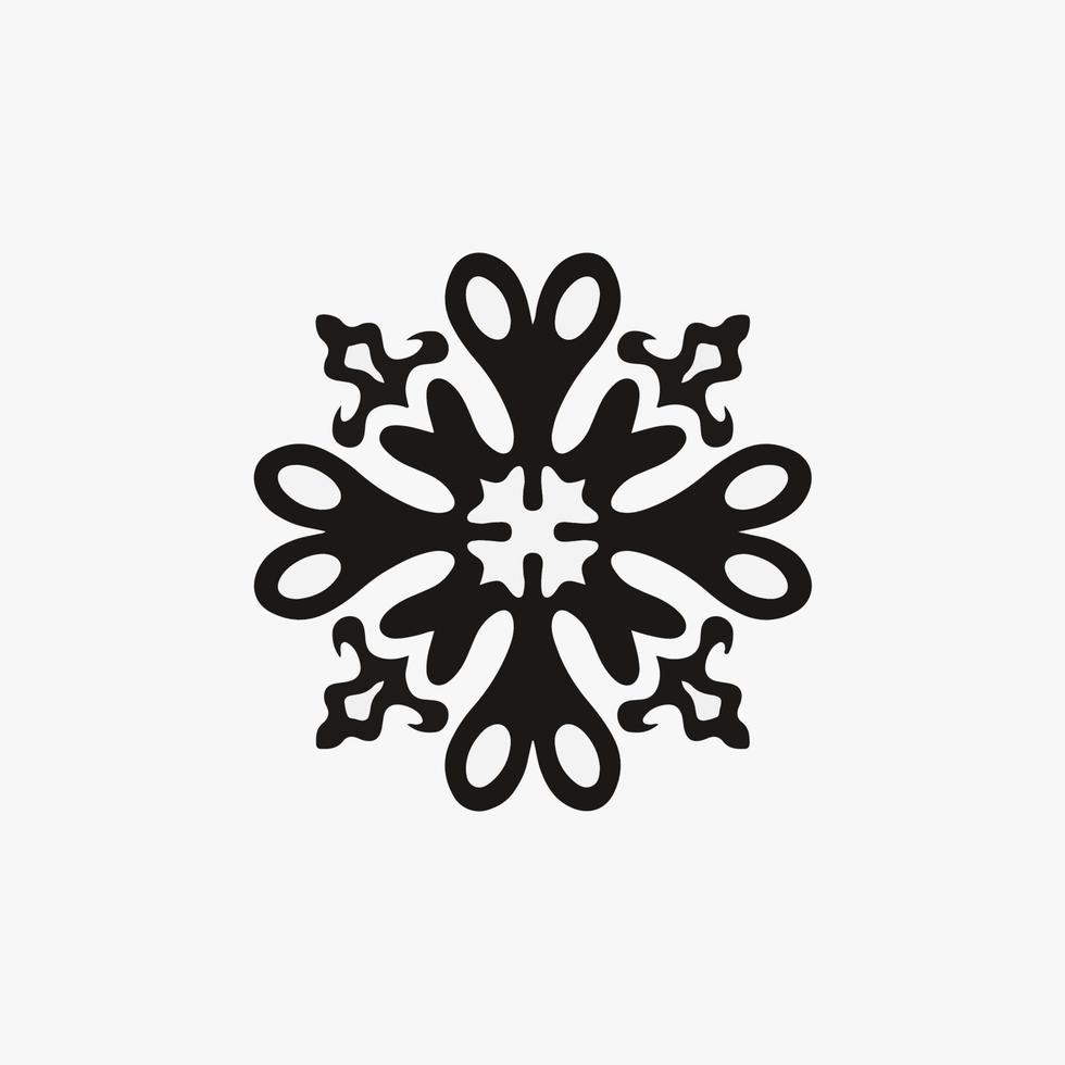 zwart mandala symbool logo Aan wit achtergrond. stencil sticker tatoeëren ontwerp. vlak vector illustratie.
