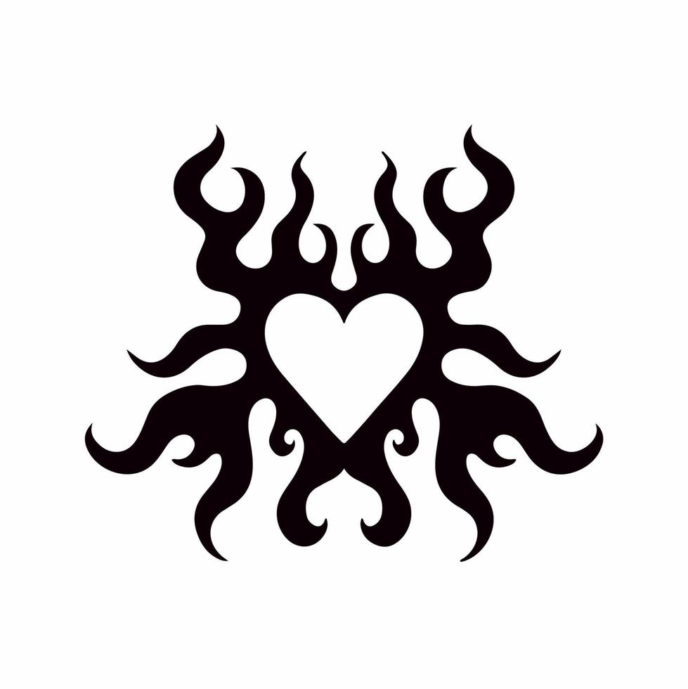 hart liefde symbool logo Aan wit achtergrond. tribal stencil tatoeëren ontwerp concept. vlak vector illustratie.