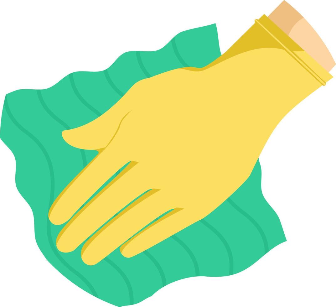 hand- in een handschoen met een servet voor schoonmaak. schoonmaak onderhoud icoon. inbegrepen pictogrammen zo net zo de was, schoonmaak, afvegen, hygiëne en meer. het wassen vlak icoon vector