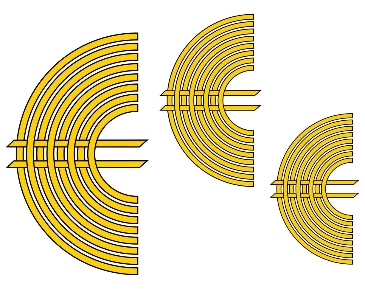 drie tekens Europese valuta geel in kleur Aan een wit achtergrond vector