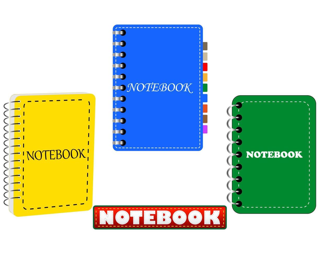 de drie in verschillend kleuren voor de notitieboekje bedrijf records vector